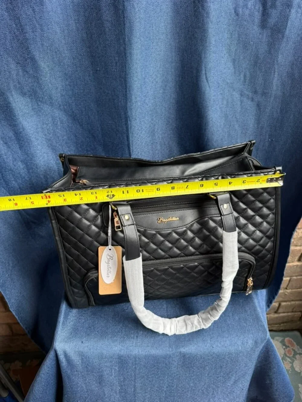 Bagstellar Quilted Laptop Tote Bag Black Executive Briefcase Work Women Hat NWT